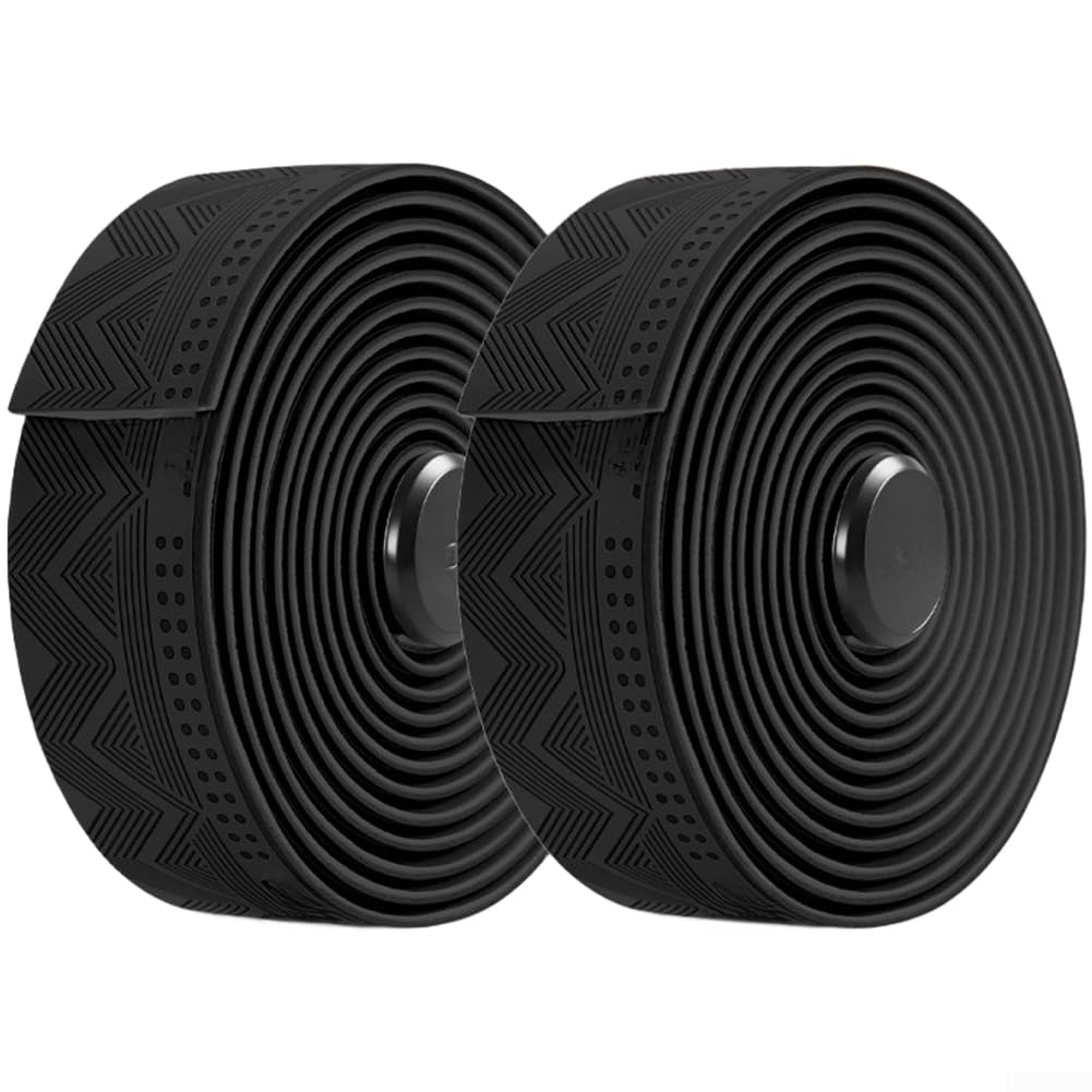 Caswynlife Silicone Handlebar Tape, Non-Slip Shock Absorbing Bar Wrap, Breathable Road Bike Grips for Commuting and Touring(Black)