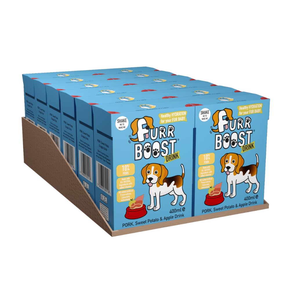 Furr Boost Dog Drink Hydration Pack Pork, Sweet Potato, & Apple (12x400ml), 12 x 400ml