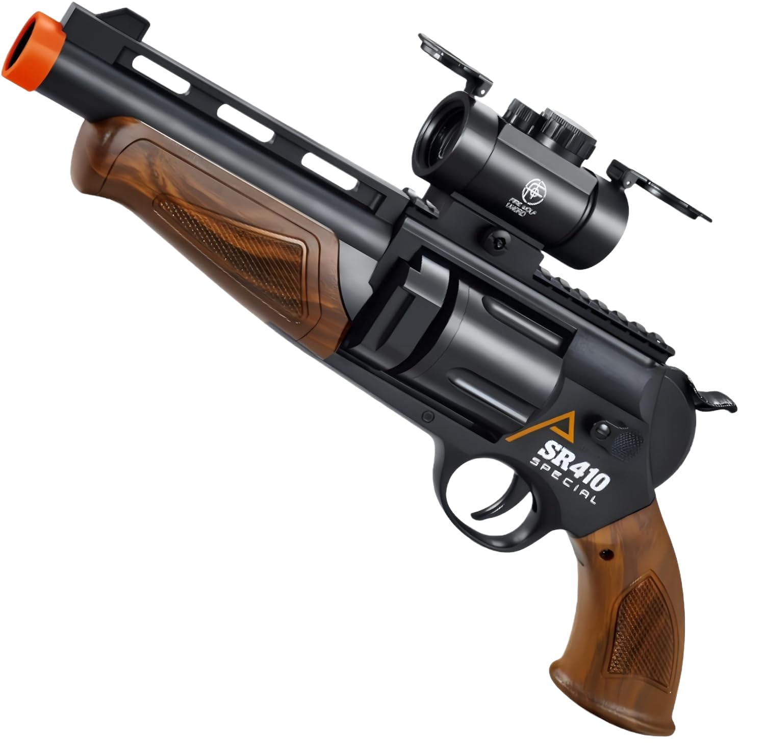 2 in 1 Foam Blaster Shotgun with 4 X Scope Soft Dart Blaster Toy Gun Set with 60 EVA Darts 5 Dart Rotating Drum 1 Sight for 14+ Years Soft Foam Darts Blaster (brown)