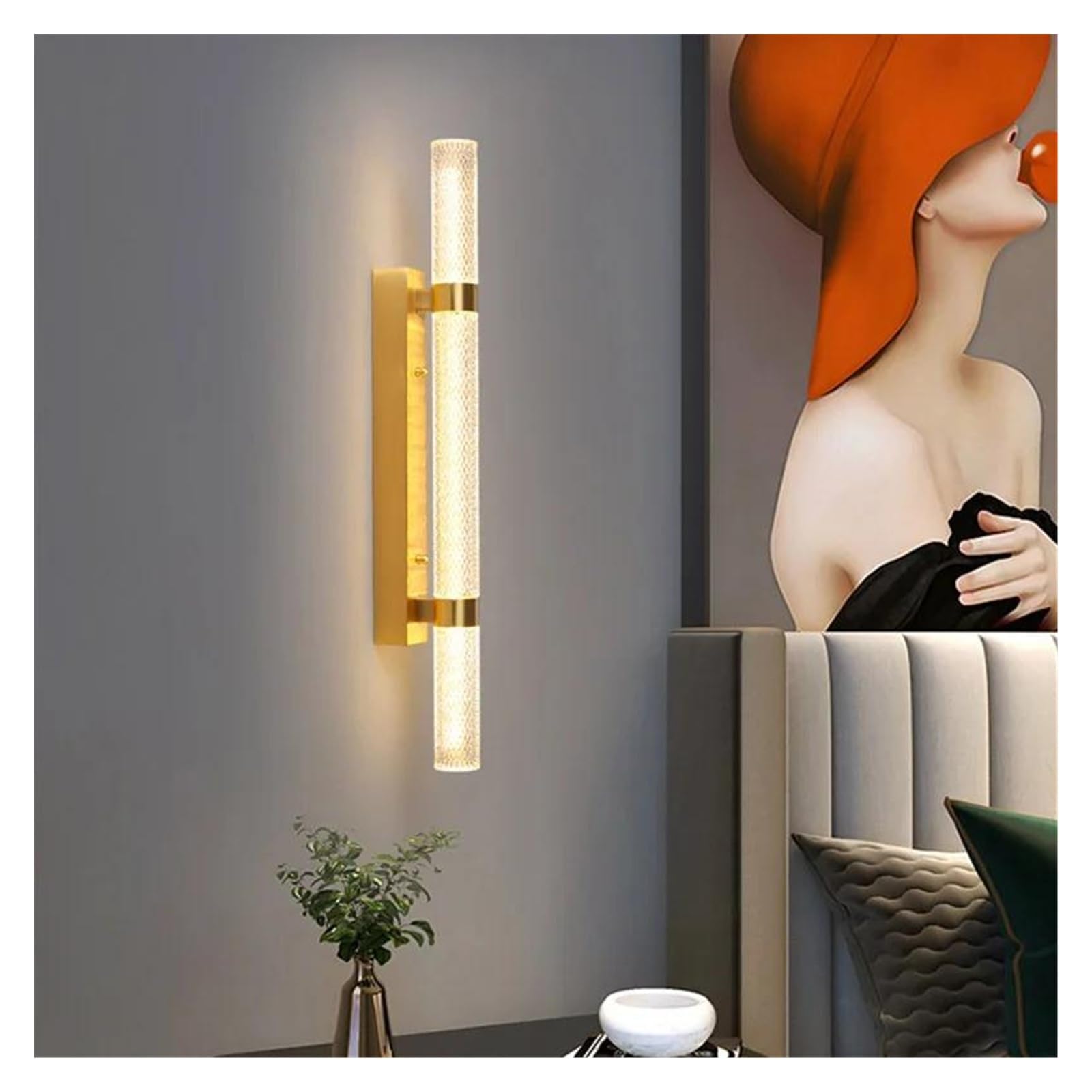 ZTCHSENZT Wall Sconces, Minimalist Copper Crystal Wall Lamp Modern Living Room Background Luxury Villa Hotel Corridor Led Aisle Lighting,Gold-66cm