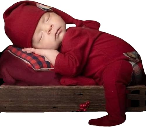 Vista 58 de Ropa de Navidad para recién nacido, accesorios para sesión de fotos, ropa de ganchillo, pantalones de sombrero rojo de Papá Noel, accesorios