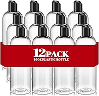 Vista 9 de 3 piezas de botellas de champú y acondicionador de viaje recargables de plástico transparente de 16 oz con tapas de disco negro, botellas vacías
