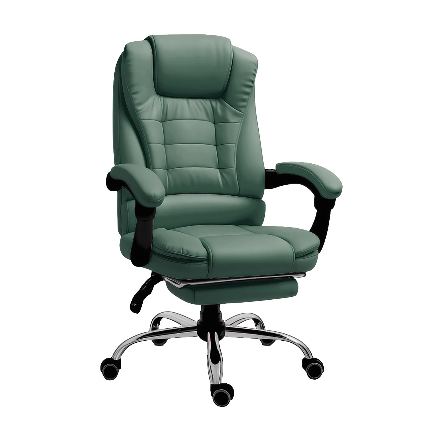 RMF Sedia Ufficio Ergonomica Professionale Reclinabile, Sedia Scrivania Seduta Comoda e Rilassante con Poggiapiedi - Poltrona Relax con Ruote Girevoli Altezza Regolabile (Verde)