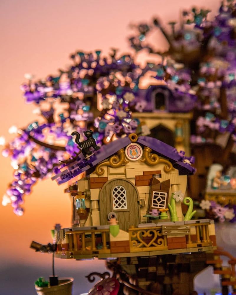 Star Fairy Treehouse Building Blocks Set, Japanese Sakura Tree House, Violet Cherry Tree Bonsai Creative Architecture, Home Decor or Idea Gifts for Adults, Mini Particles 3991 PCS (1065) - Image 7