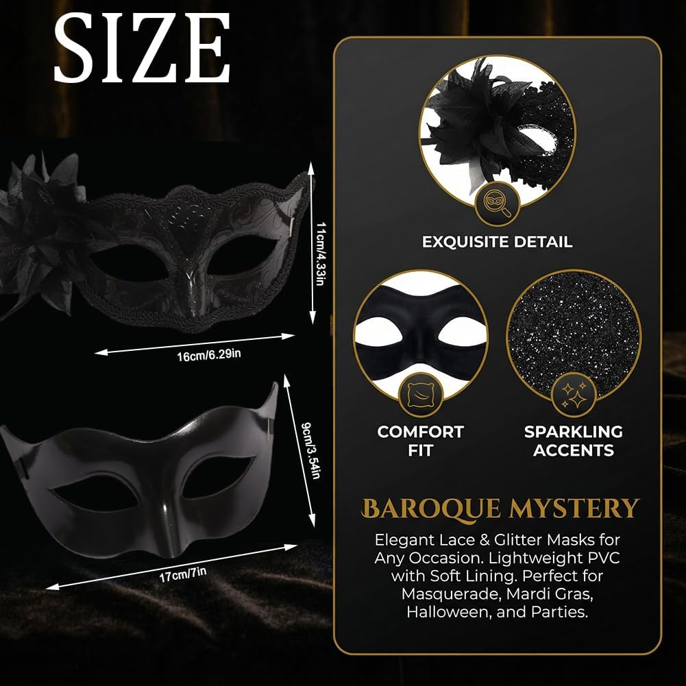 WFKKMEQ Masquerade Mask Couples Set - Image 2