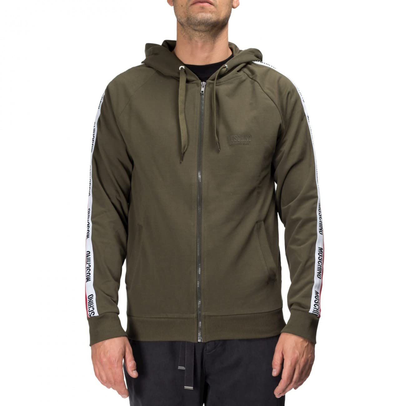 MOSCHINO Felpa uomo Zip e Cappuccio Logo Verde E23MO15 A1702 8104