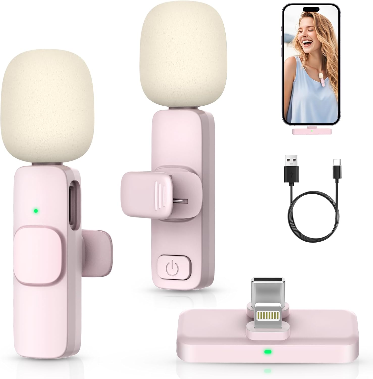 MAYBESTA Mini Wireless Microphone for iPhone, Android: Bluetooth Lavalier Lapel Phone Microphones for YouTube Video Recording - Clip on Mic for Tiktok Interview Podcast Vlog