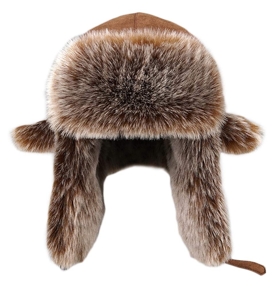 Insun Unisex Chapka Suède Chapeau de Trappeur en Fausse Fourrure Chaud Anti Vent Ushanka Chapeau de Chasse Russe