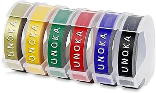 Compatible Label Tape Replacement for Dymo 9mm Embossing Label Tape Black/Blue/Red/Green/Yellow/Gold, Use for Dymo Omega Junior Motex Home Embossing Label Maker, 6-Pack