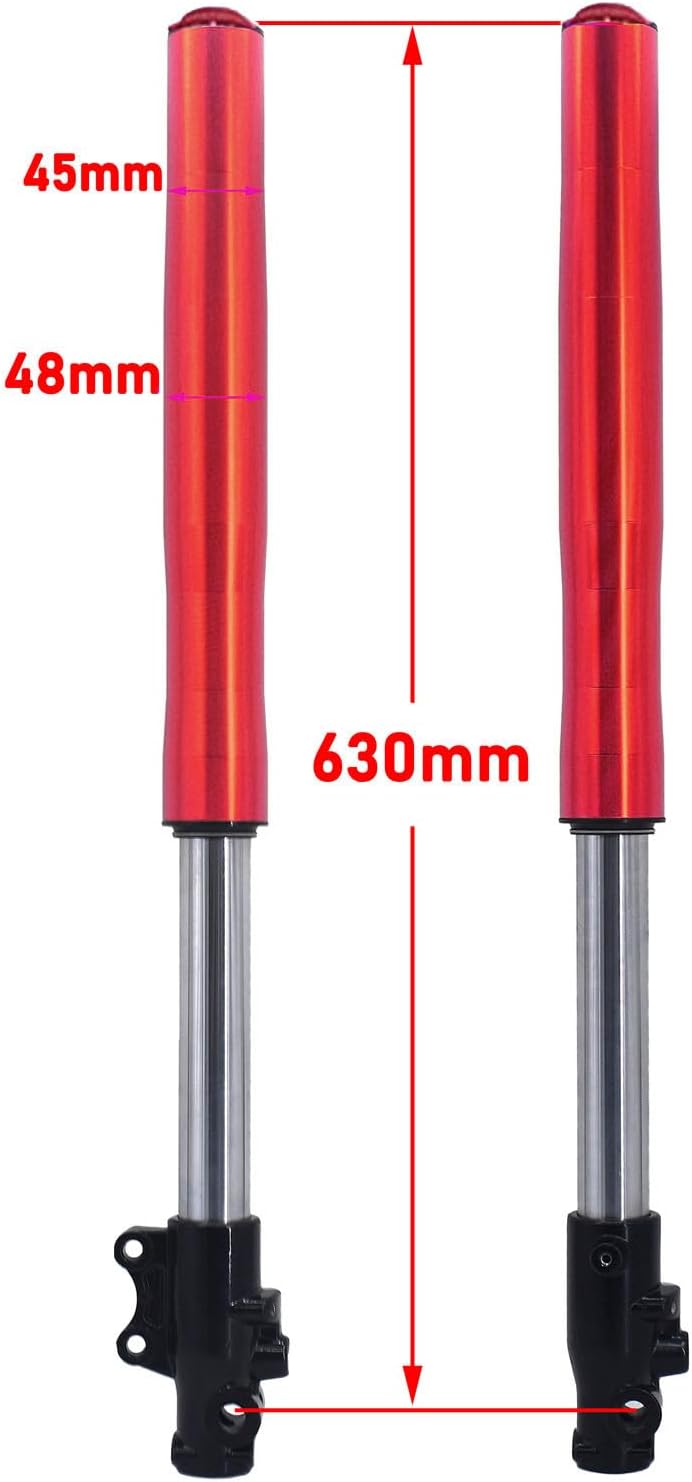 Front Inverted 630MM Fork 45MM/48MM with Shock Protector Cover for Chinese Dirt Pit Bike CRF KLX (Red-15mm Alxe)