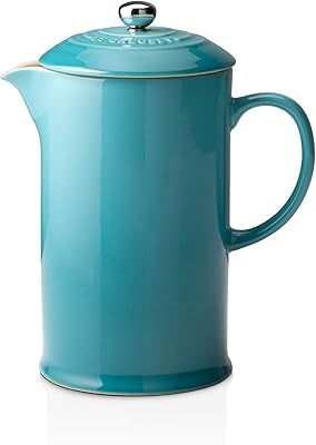 Le Creuset Stoneware Cafetiere with Metal Press, 750 ml-Teal, Ceramic, 17 x 11 x 22 cm