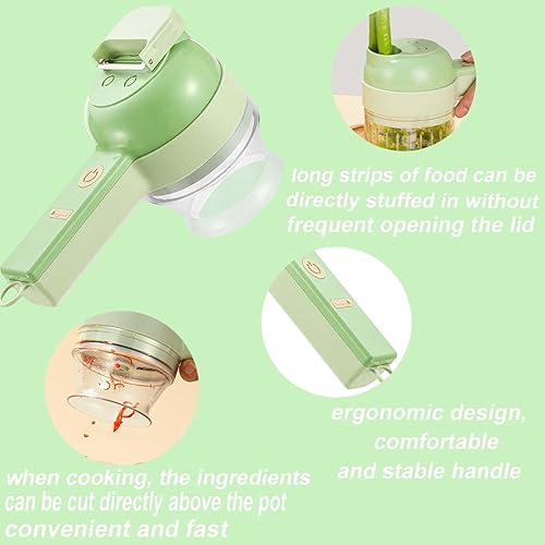 Miniatura 4 de Electric Vegetable Cutter Set, 4 and 1 Handheld Electric Vegetable Cutter, Portable Food Chopper for Onion Ginger Chilli Onion Garlic Meat