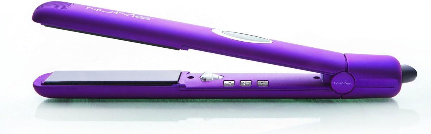 NuMe Megastar Flat Iron 100% Tourmaline Ceramic Plates with infrared light Purple