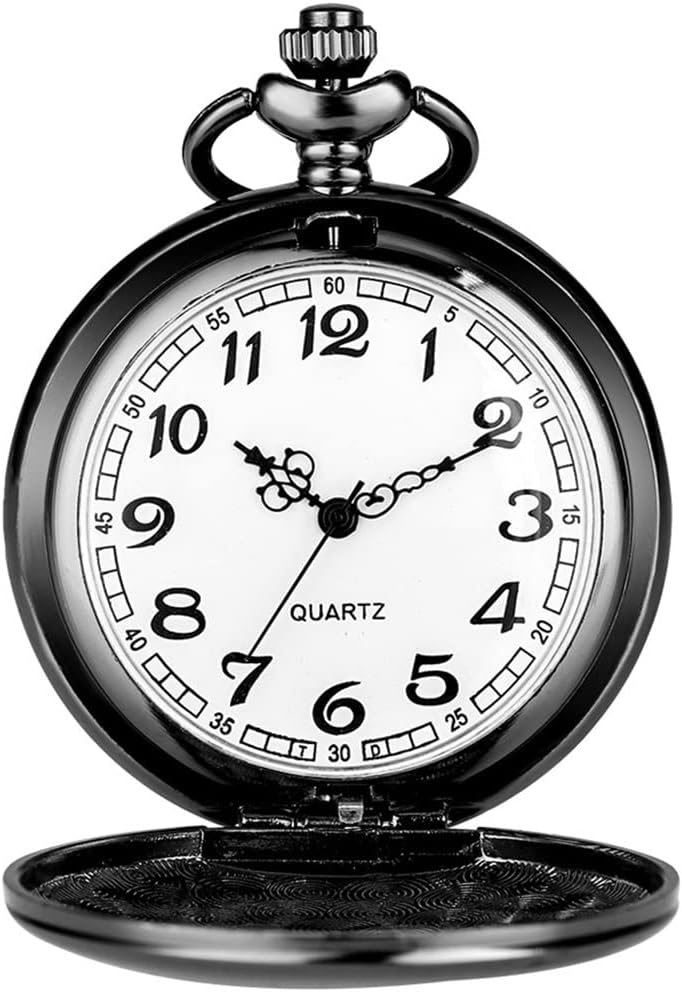 N/A Notes Theme Extended Pocket Watch Classical Black Pendant Watch with 30 cm Pocket Chain : Clothing, Shoes & Jewelry