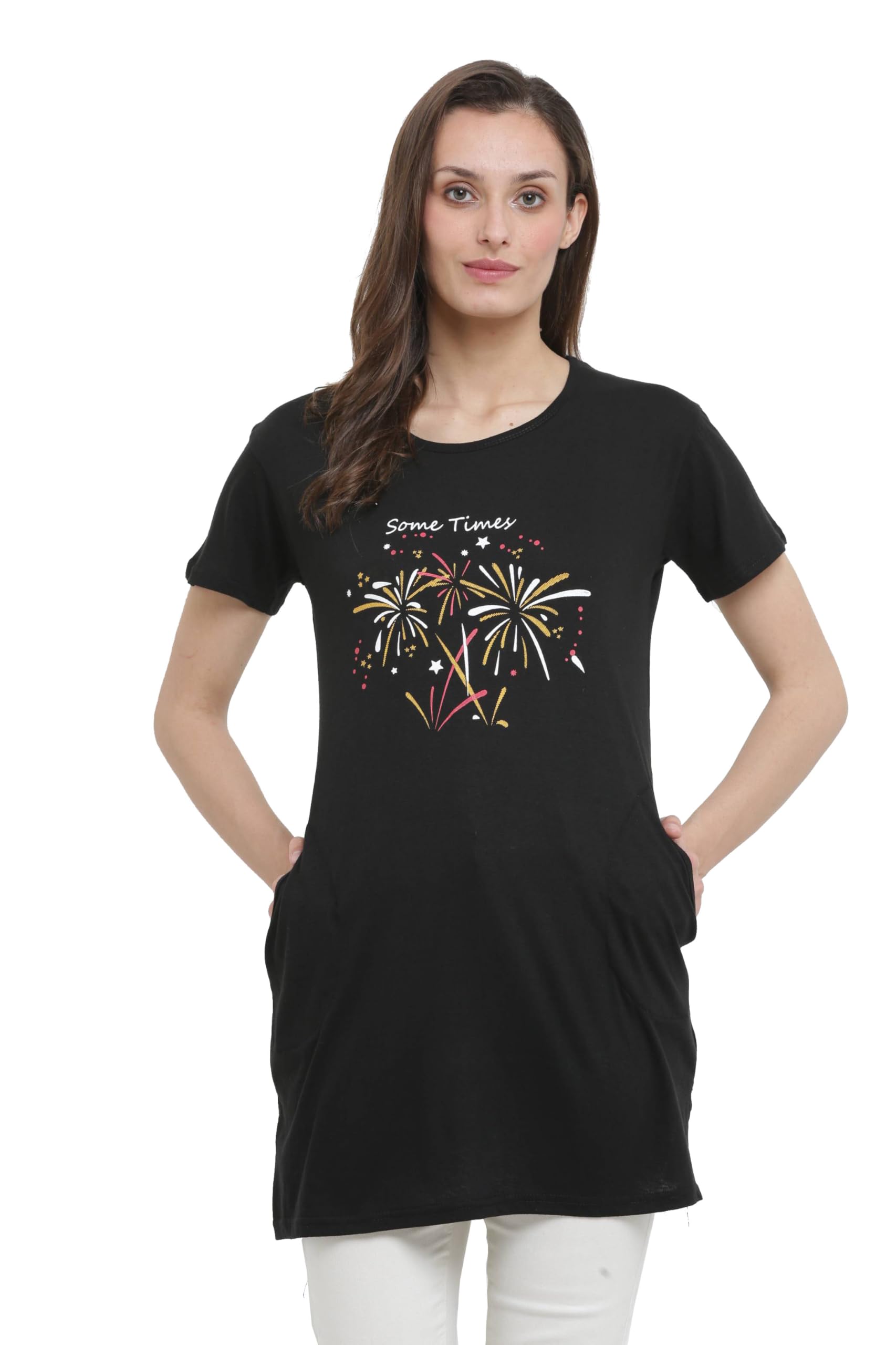 rravayki Women's Printed Long T-Shirt Half Sleeve-picture-11