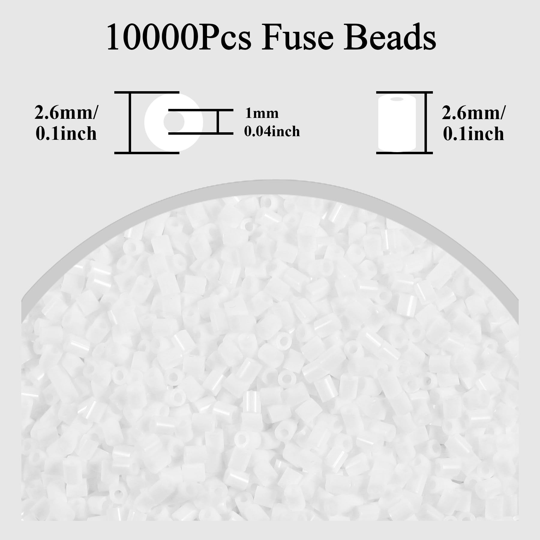 10000Pcs Loose Mini Fuse Beads 2.6mm Bulk Refill Kit Stress Relief Pixel Art 3D Craft Melting Beads for DIY Decor Crafts Creative Handmade Projects (White) - Image 2