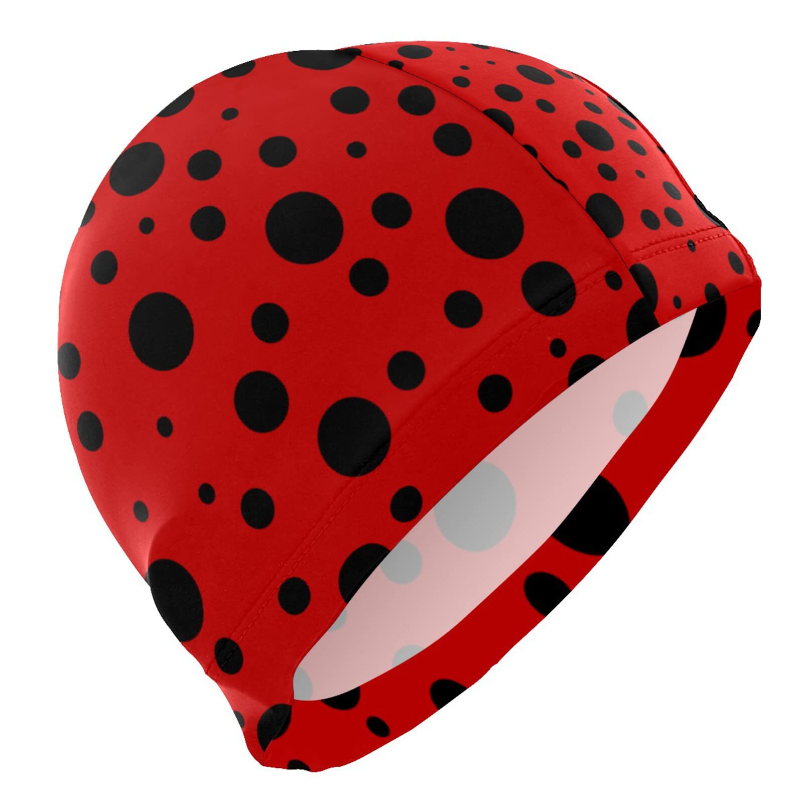 Dallonan Swimming Cap Red Ladybug Black Polka Dot Unisex Adult Swim Cap Polyester โ image 1