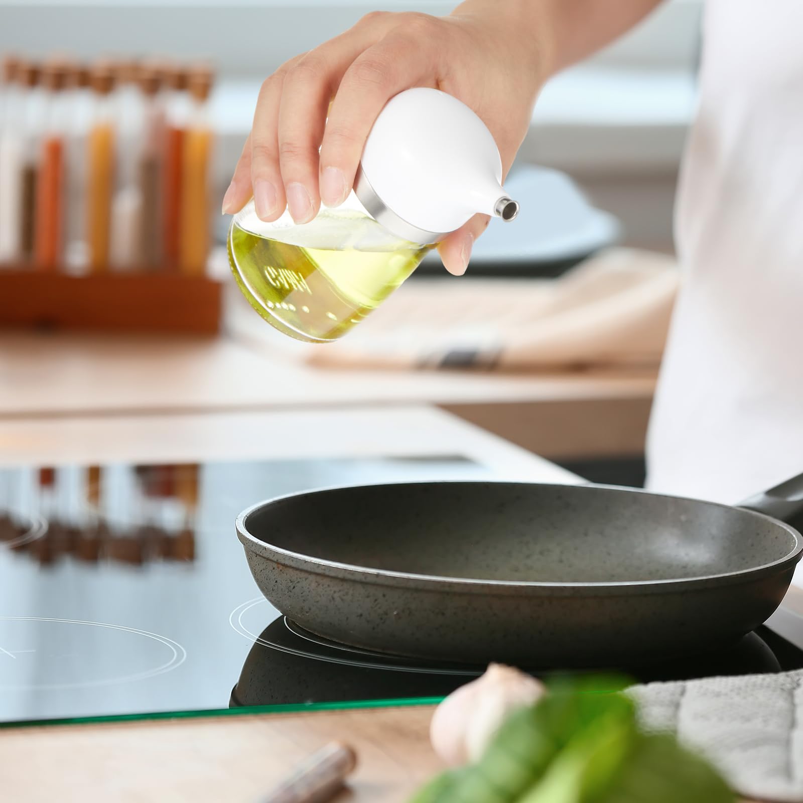 Botella dispensadora de salsa de soja de vidrio de 5 onzas, dispensador de aceite de oliva, dispensador de vinagre, boquilla antigoteo, contenedor de salsa de soja, botellas de vinagre para