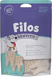 Filos Petisco para Cães Osso de Couro Digerível Dentito 280 Gr Sem Corantes Auxilia no Controle do Tartaro e Massageia as Gengivas