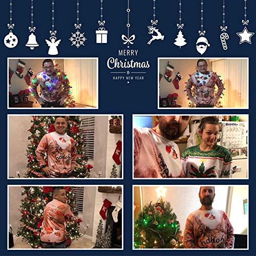 Raisevern Men Women Ugly Christmas Sweater Hairy Chest Santa Cat Skull Belt Print Sweatshirt Pullover For Women #TOP5