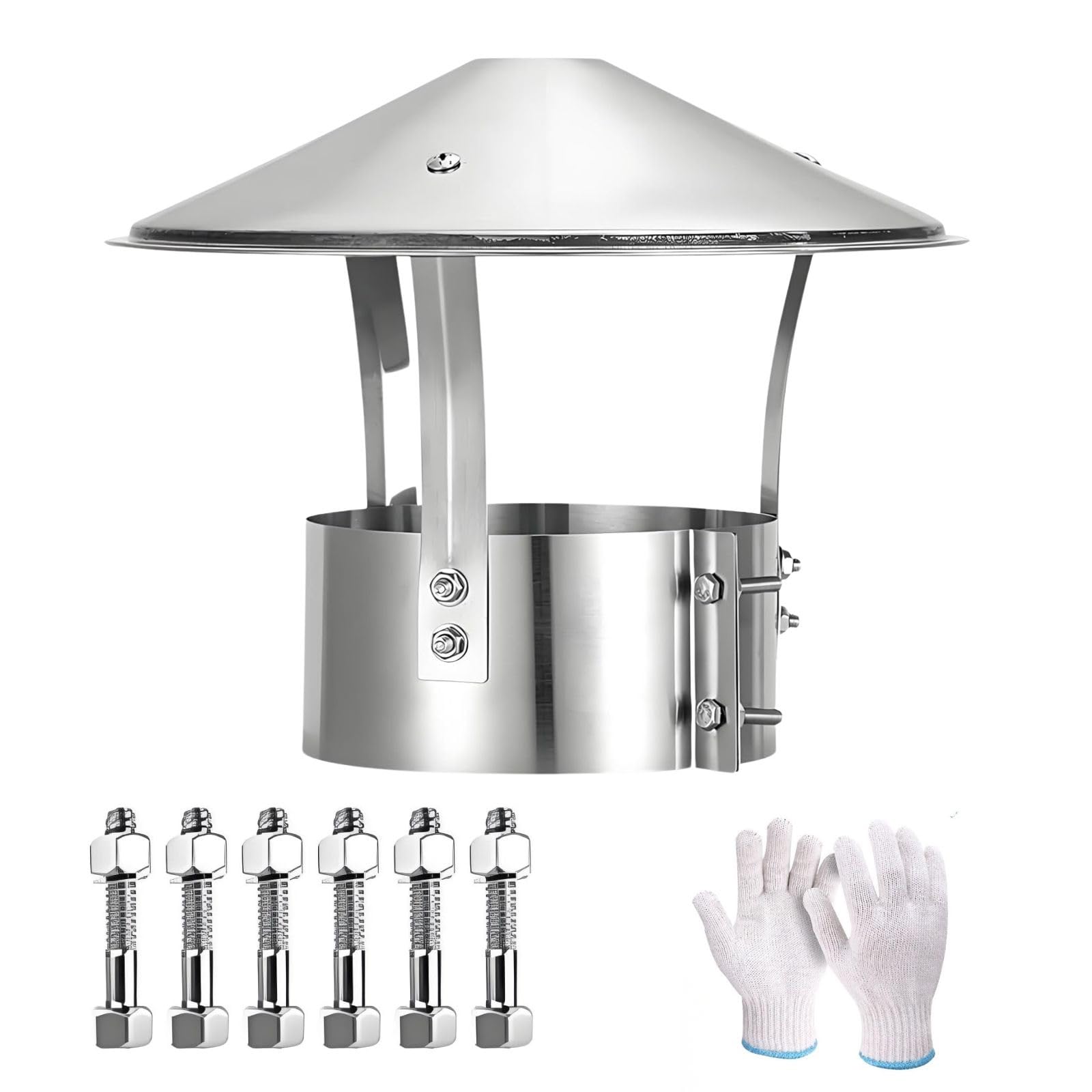 GKSNCJSMF Chimney Caps and Cowl，Stainless Steel Round Roof Cap，90mm100mm 110mm Adjustable Chimney Rain Caps for Fireplace，Rain and Snow Proof Vent Cover Cap for Stove Pipe，Flue Pipe(110mm/4.33in)