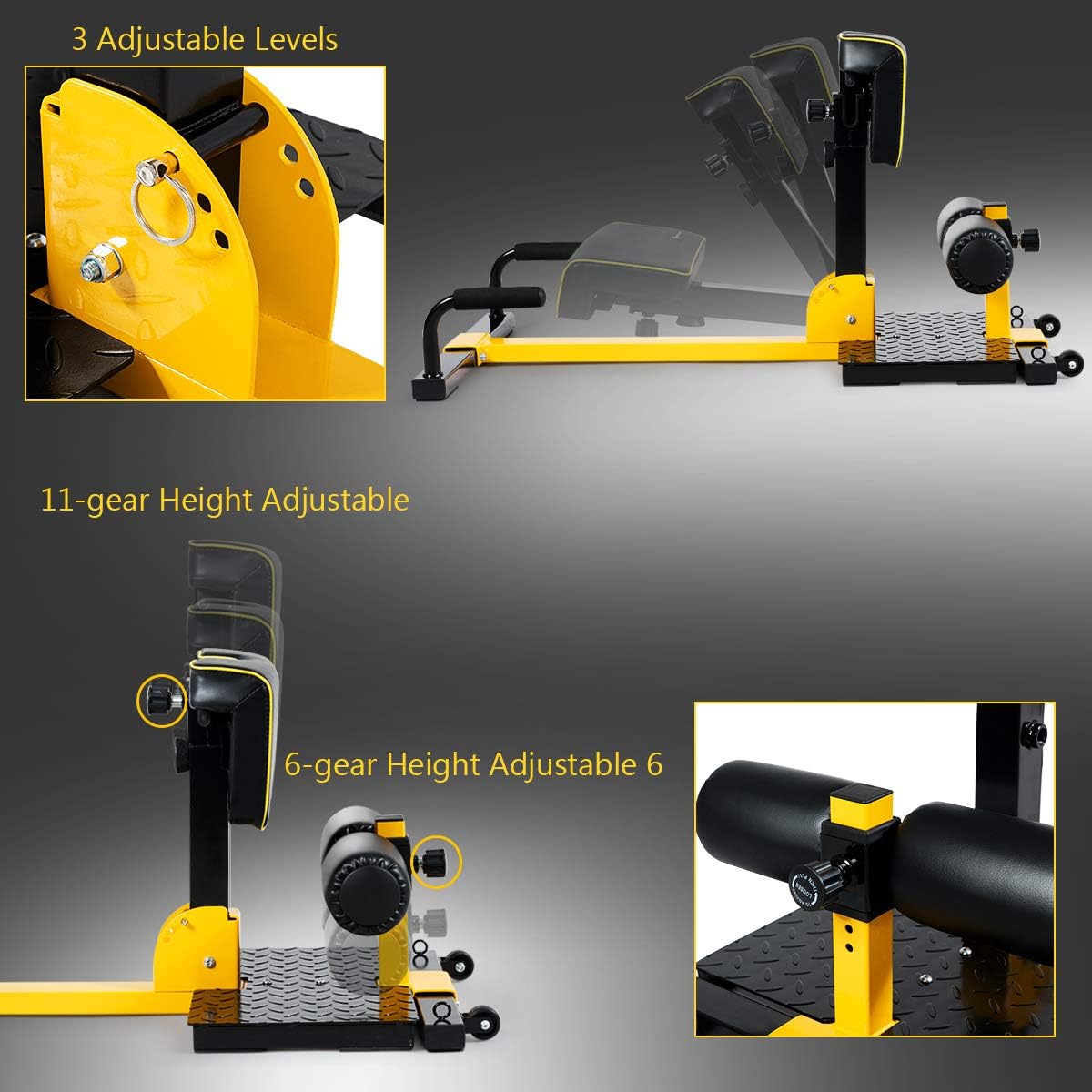 GYMAX Sissy Squat Machine, 8-in-1 Workout Machine with Adjustable Height & Protective Foam, Sissy Squat, Push-up, Sit-up, Rope Exercise Machine for Strength Training, Home Gym
