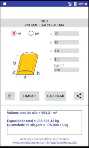 Silo - Volume - Calculadora