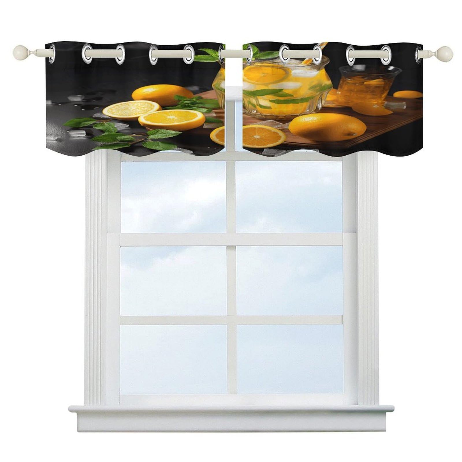 Fekiloot Style Orange Lemonade With Mint Short Curtains Valance Curtain