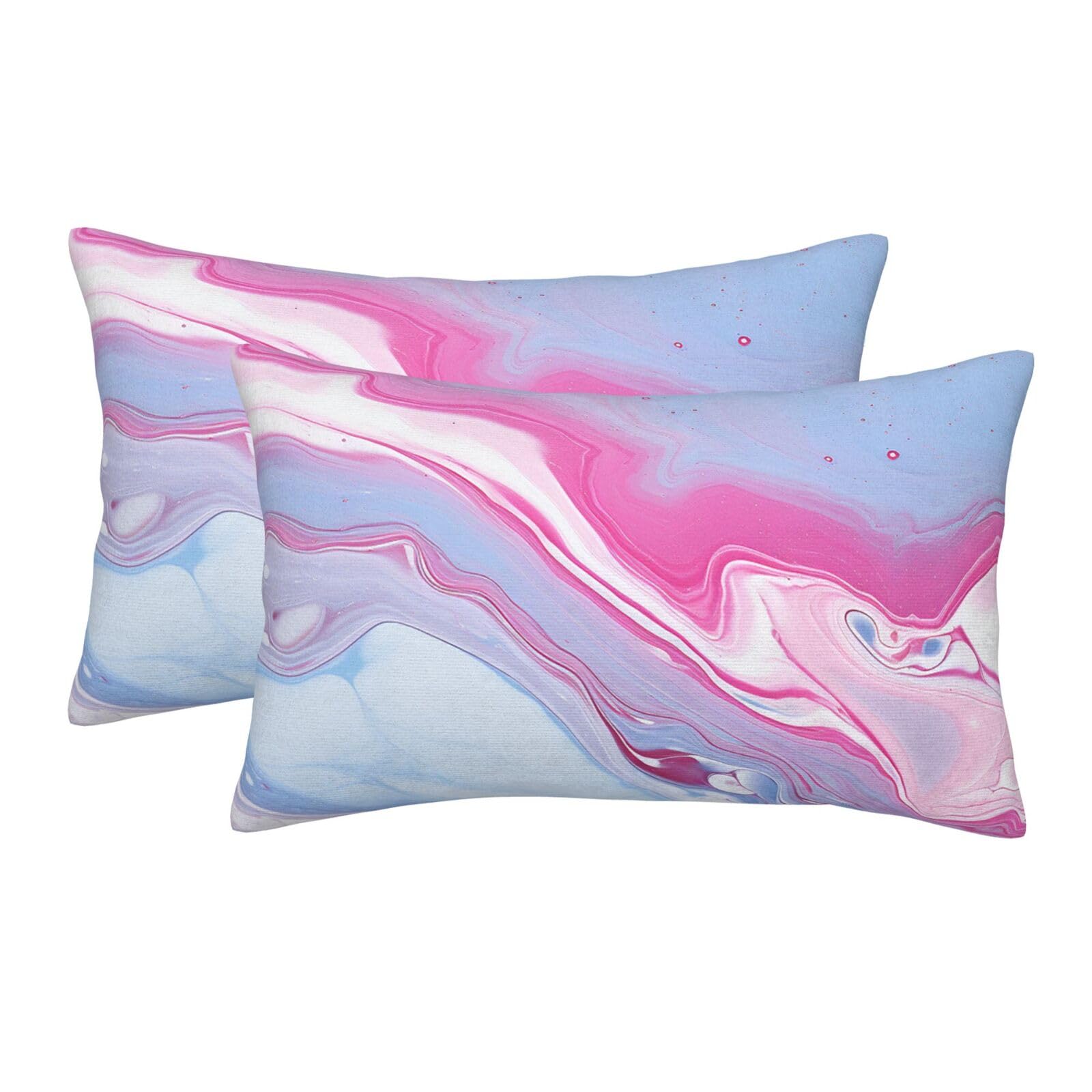 2 Pack Standard Size Pillow Cases for Hair and Skin Soft Breathable Pillow Case Covers with Hidden Zipper Blue Marble Pillowcase 16"x24" Pillow Cover for Sleeping Gift