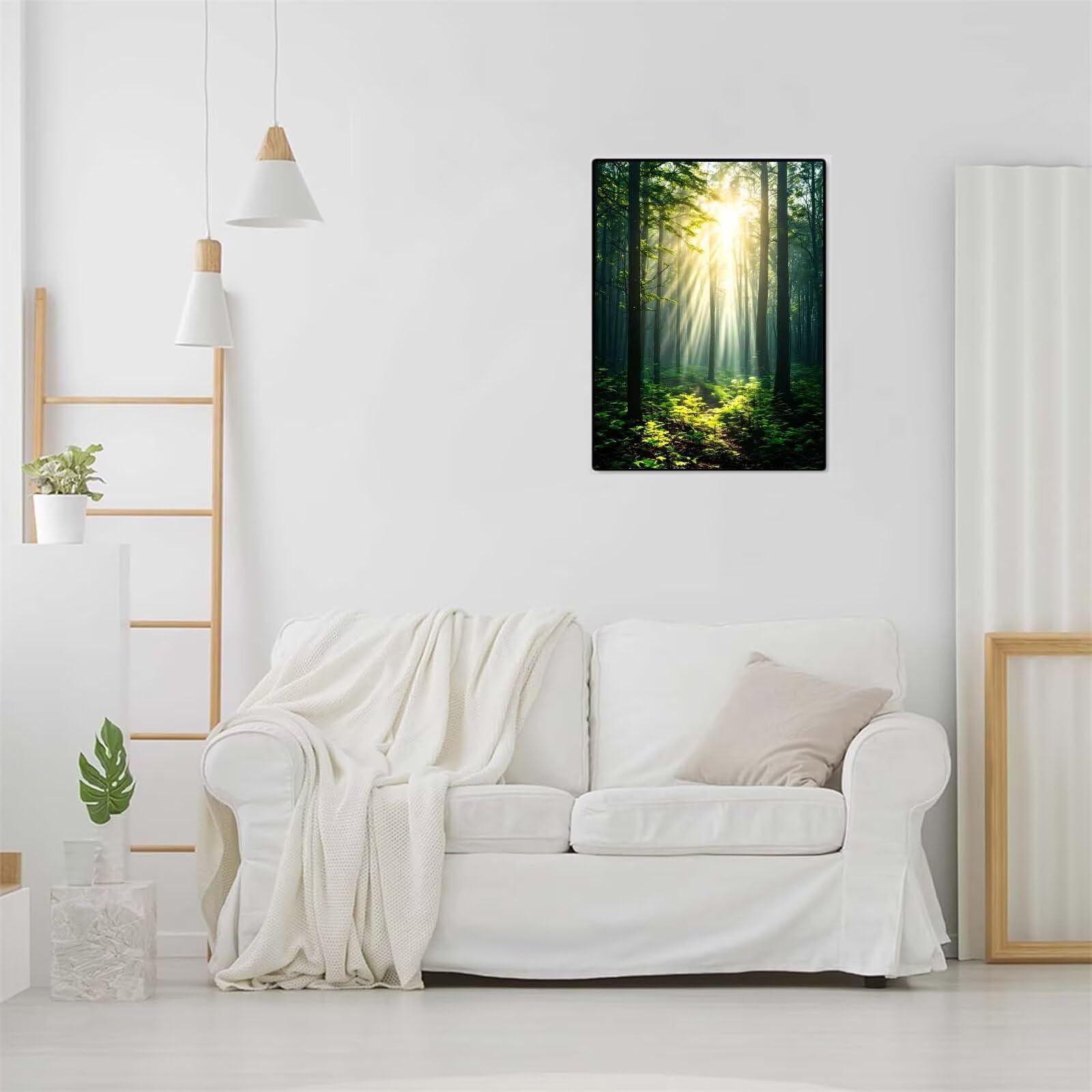 Malen Nach Zahlen Erwachsene Sonnenlicht Wald Malen Nach Zahlen Kinder, DIY Handgemalt Ölgemälde Kit, Mit 3 Pinsel und Hochwertige Acrylfarben Leinwand Basteln, für Home Decor Geschenk 70x90cm w-954