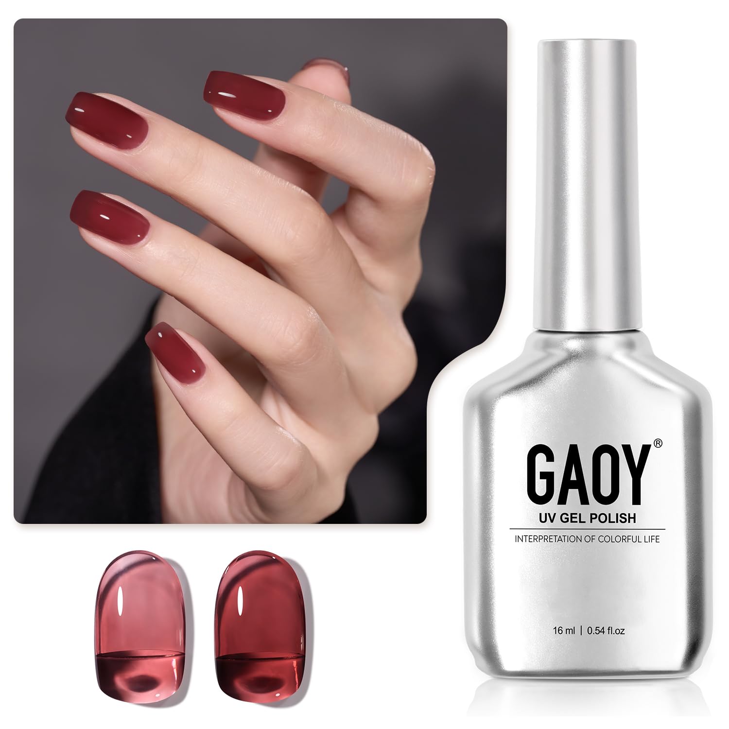 GAOY Jelly Nude Gel Nail Polish, 16ml Sheer Translucent Soak Off Gel Polish, UV Light Cure for Nail Art DIY, 1627 Splendor