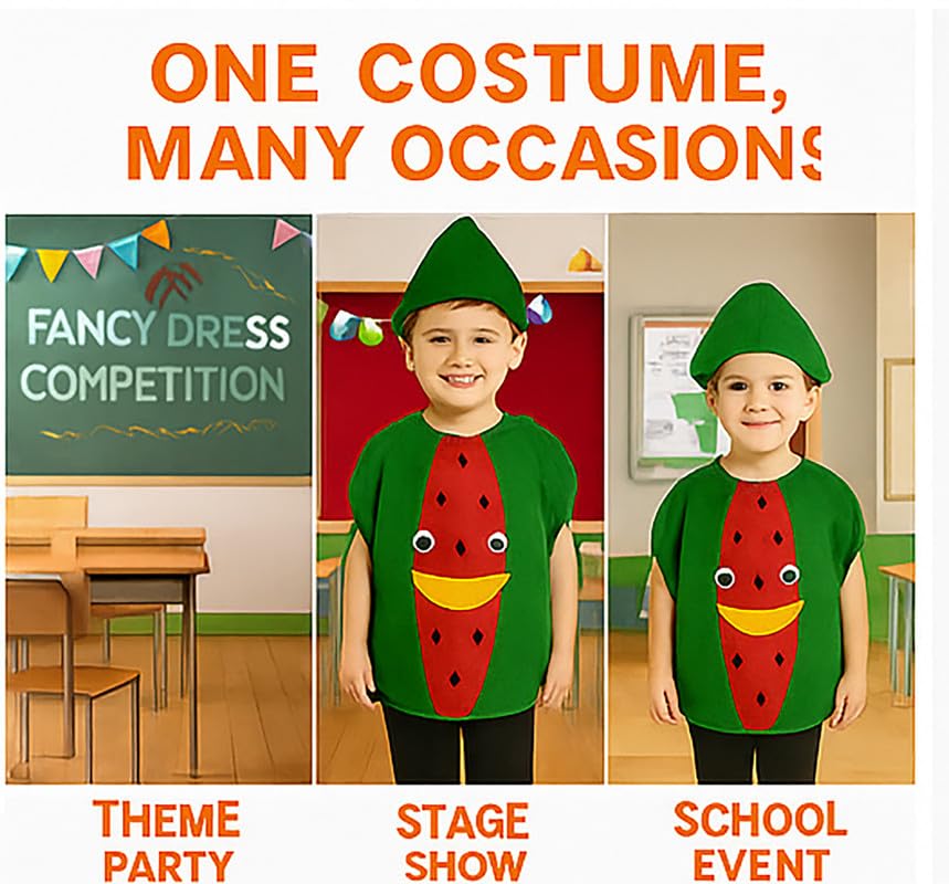 Image of FancyDressWale Fruit & Vegetable Fancy Dress Costume for Kids | Free Size 2-10 Years | School Fancy Dress, Stage Shows, Theme Parties