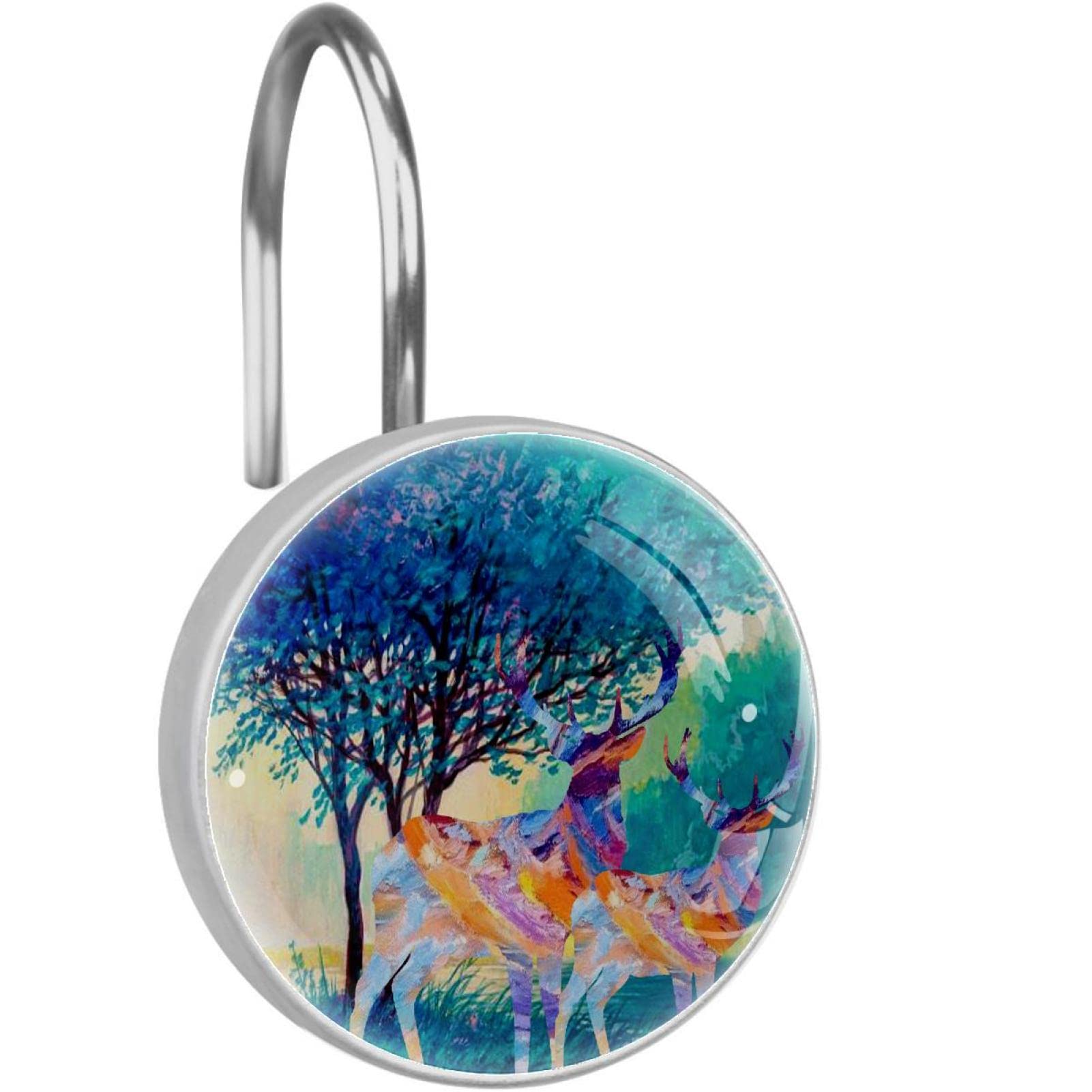 Crochets de rideau de douche en verre cristal de style cerf, anneaux décoratifs premium