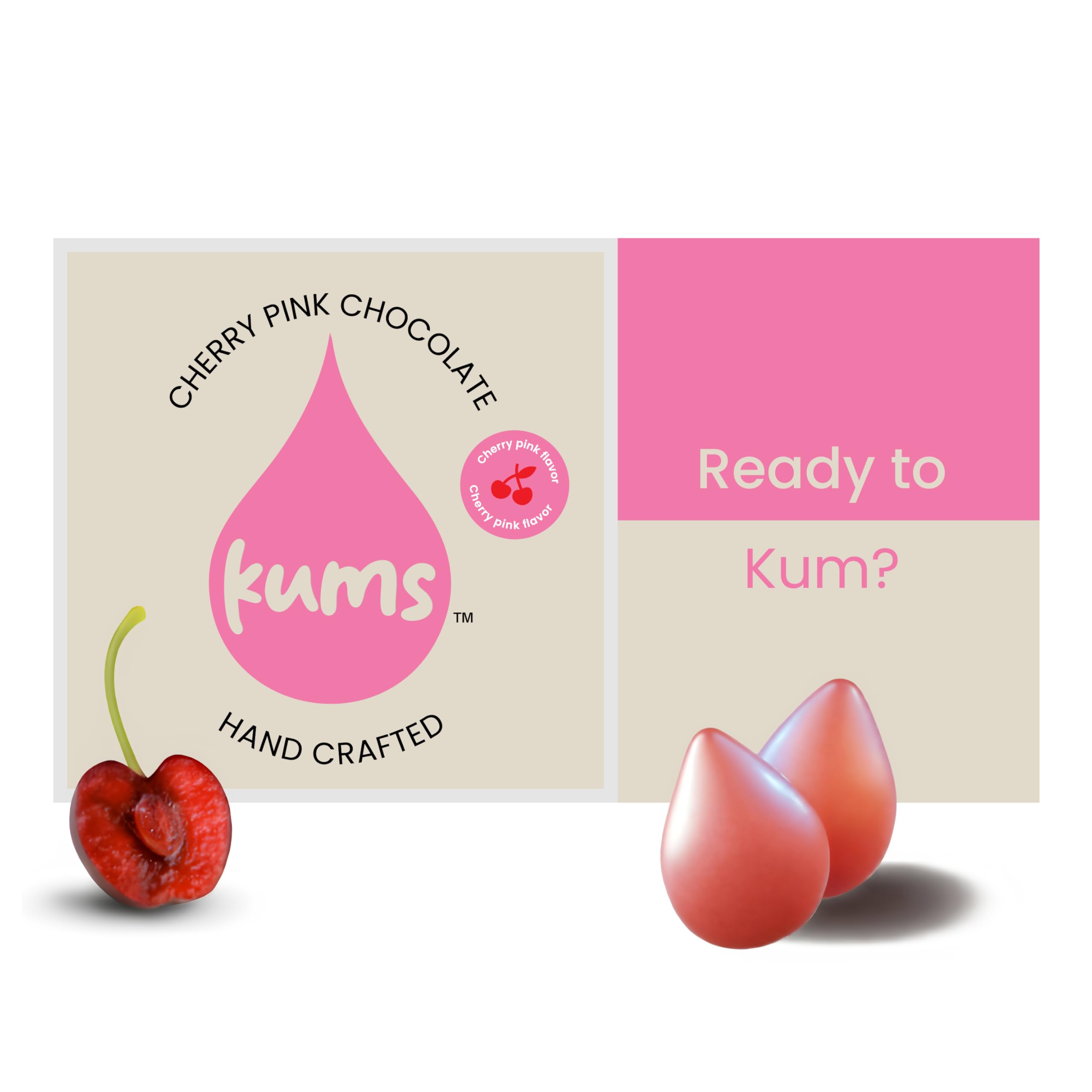 KumsPink Cherry Rose Chocolate Tabs for Couples (1 Box) Premium Pink Cherry Tab Chocolate for Men & Women | Vegetarian Delight Ideal for a Delightful Experience
