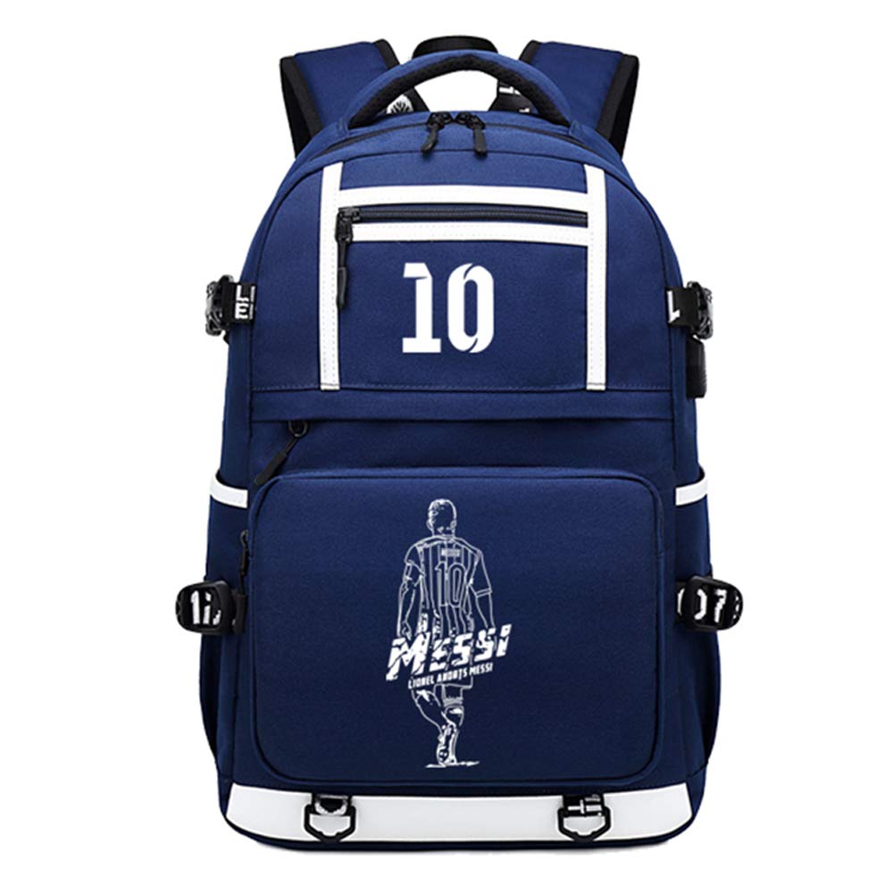 Giocatore Di Calcio Stella M-essi Multifunzione Luminoso Viaggio Tifosi Calcio Club Zaini Per PC Portatili Zaino (Blu Stile 4)