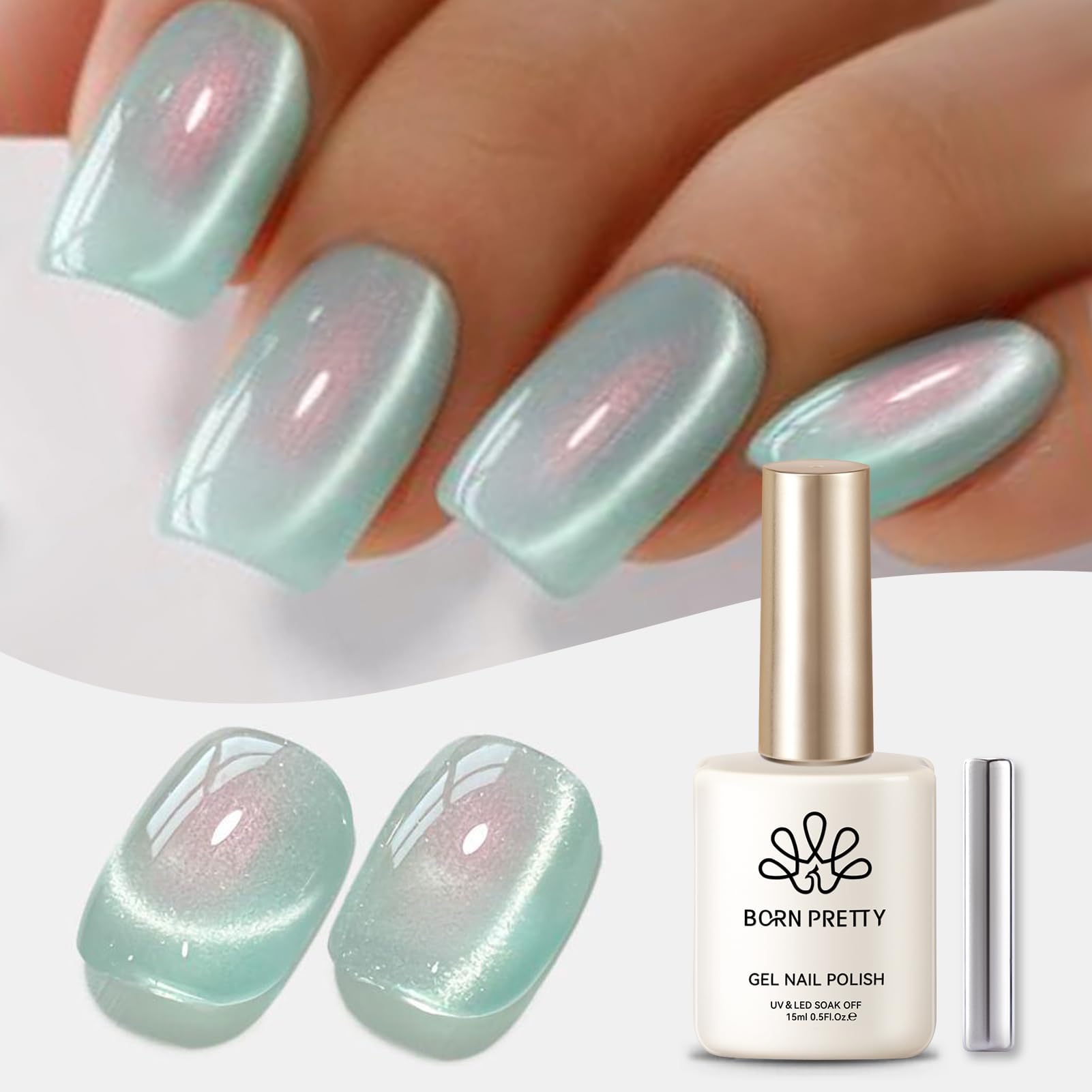 Amazon.com: Born Pretty Aurora Mint Green Crystal Cat Magnetic Eye