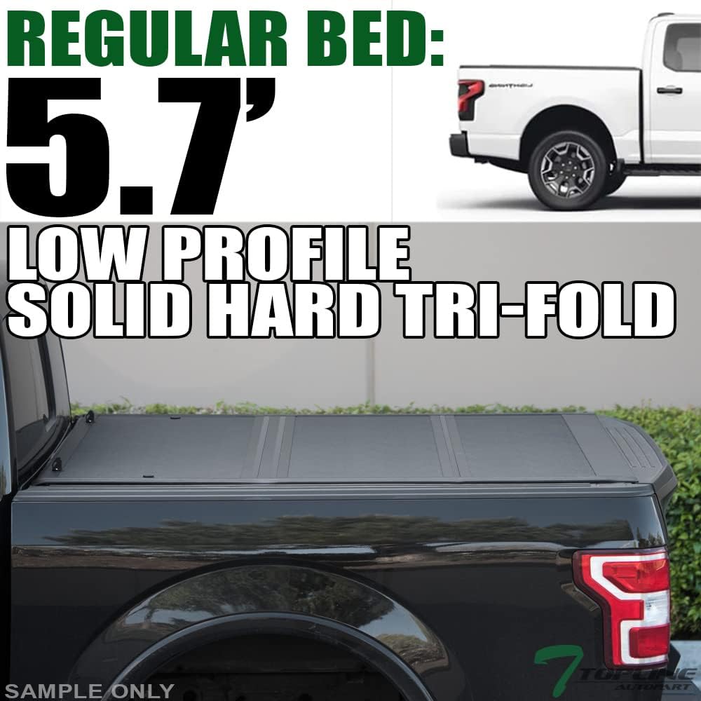 Low Profile Hard Tri Fold Aluminum Truck Bed Tonneau Cover Compatible with 15-26 Ford F150 / 22-26 F150 Lightning 5.5 Ft (67.1") Bed