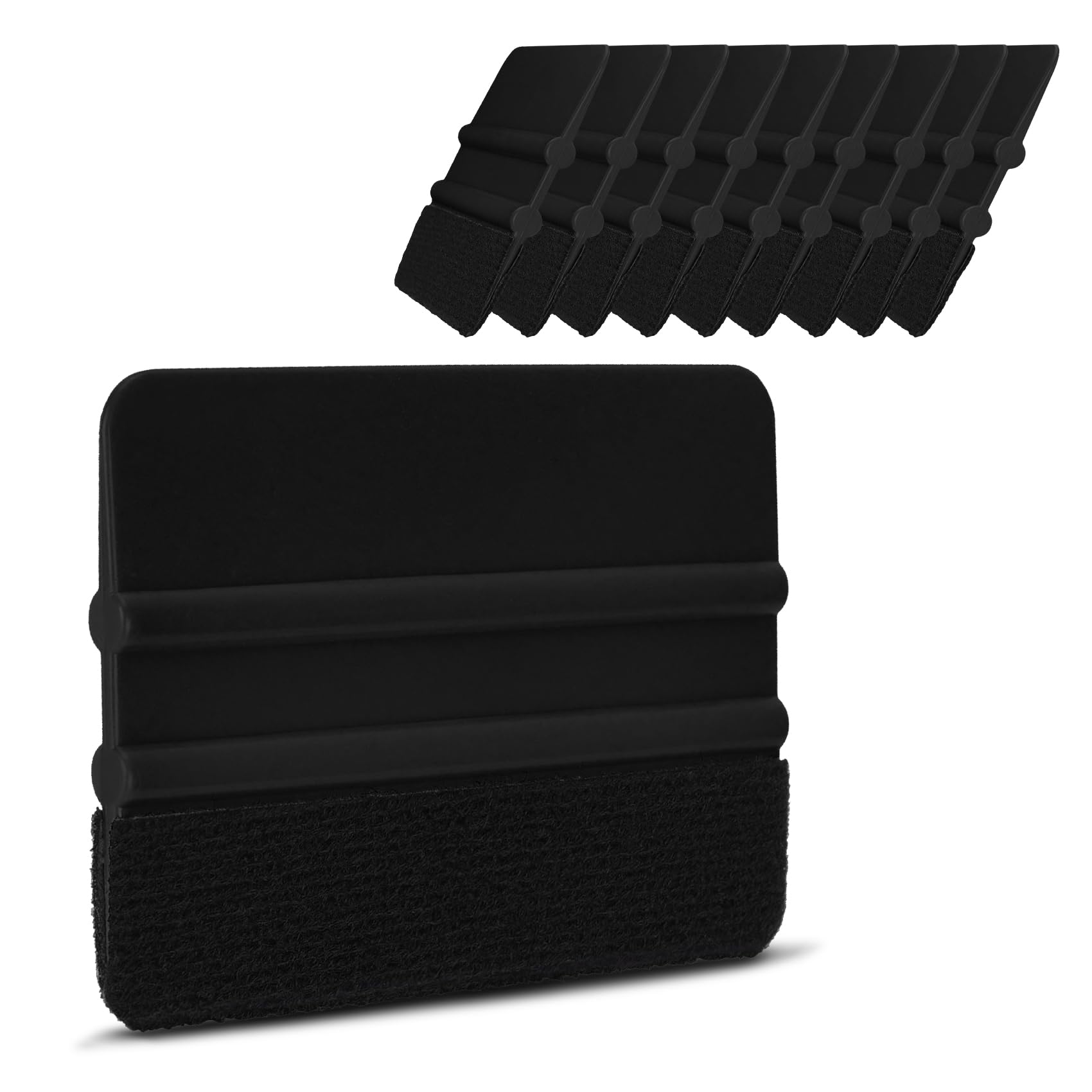 Middrivr 10Pcs Vinyl Squeegee Felt Edge Squeegee, Graphic Decal Scraper Applicator Tool for Car Vinyl Wrap, Window Tint, Wallpaper, Decal Sticker Installation (Black)