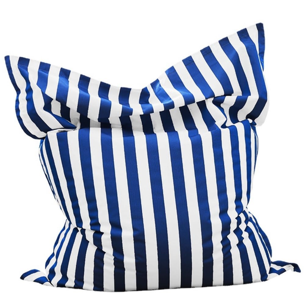 SXBCyan Outdoor Sitzsack Bezug (ohne füllung) Quadratischer Sitzsack for den Pool schwimmender großer Sessel, Liegestuhl, großer Bade- und Strandsessel, wasserdicht, für Erwachsene(Navy Blue-Stripe)