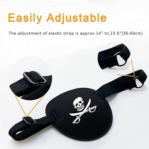 Miniatura 4 de Parche de ojo de pirata para adultos y niños, parche médico de calavera pirata con aretes dorados, parche de ojo 3D para fiesta de disfraces de