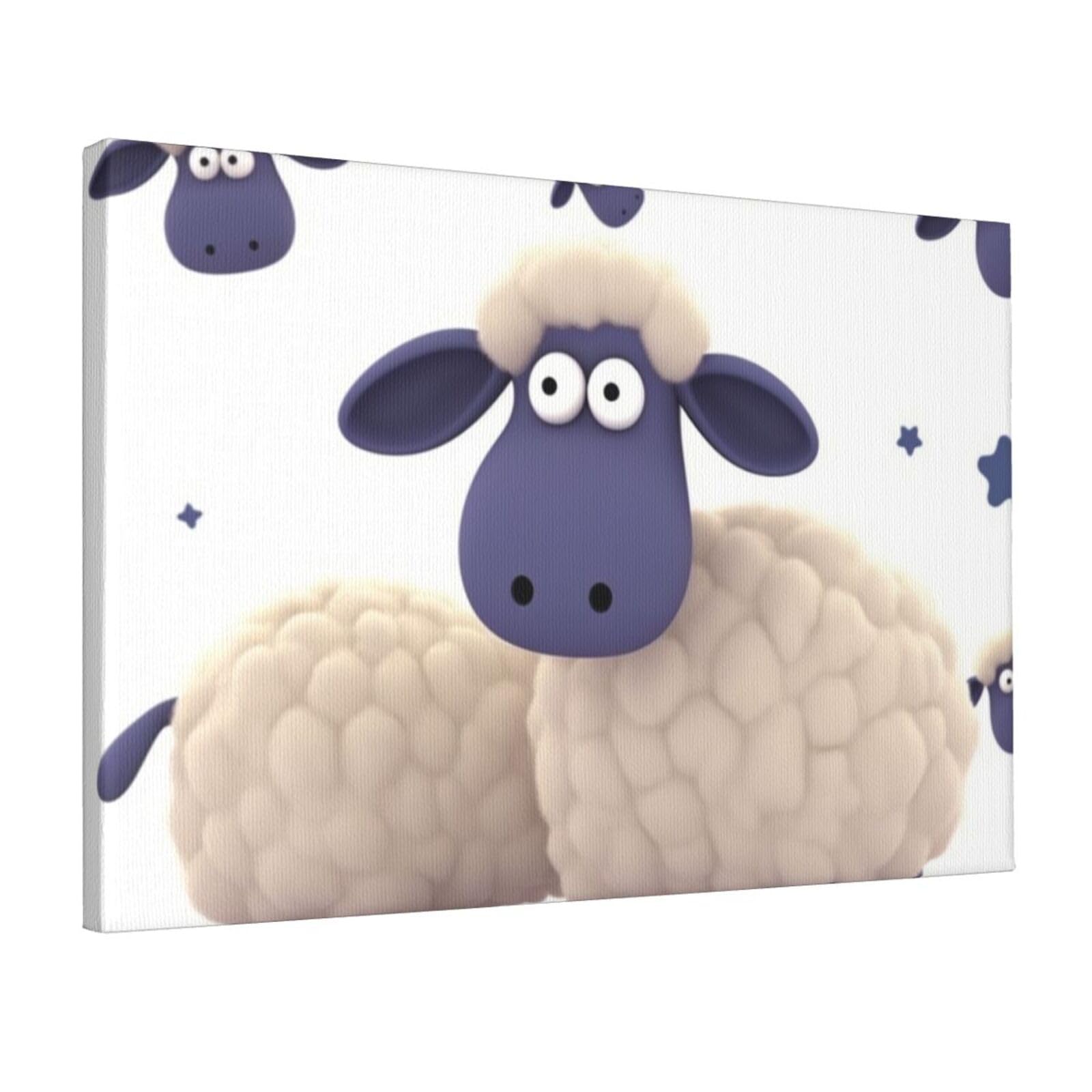 KLOPH Sheep Canvas Wall Art for Living Room 12"x18" Modern Artwork Painting for Bathroom Hanging Canvas Prints Aesthetic Wallart for Bedroom Kitchen Office Wall Decor