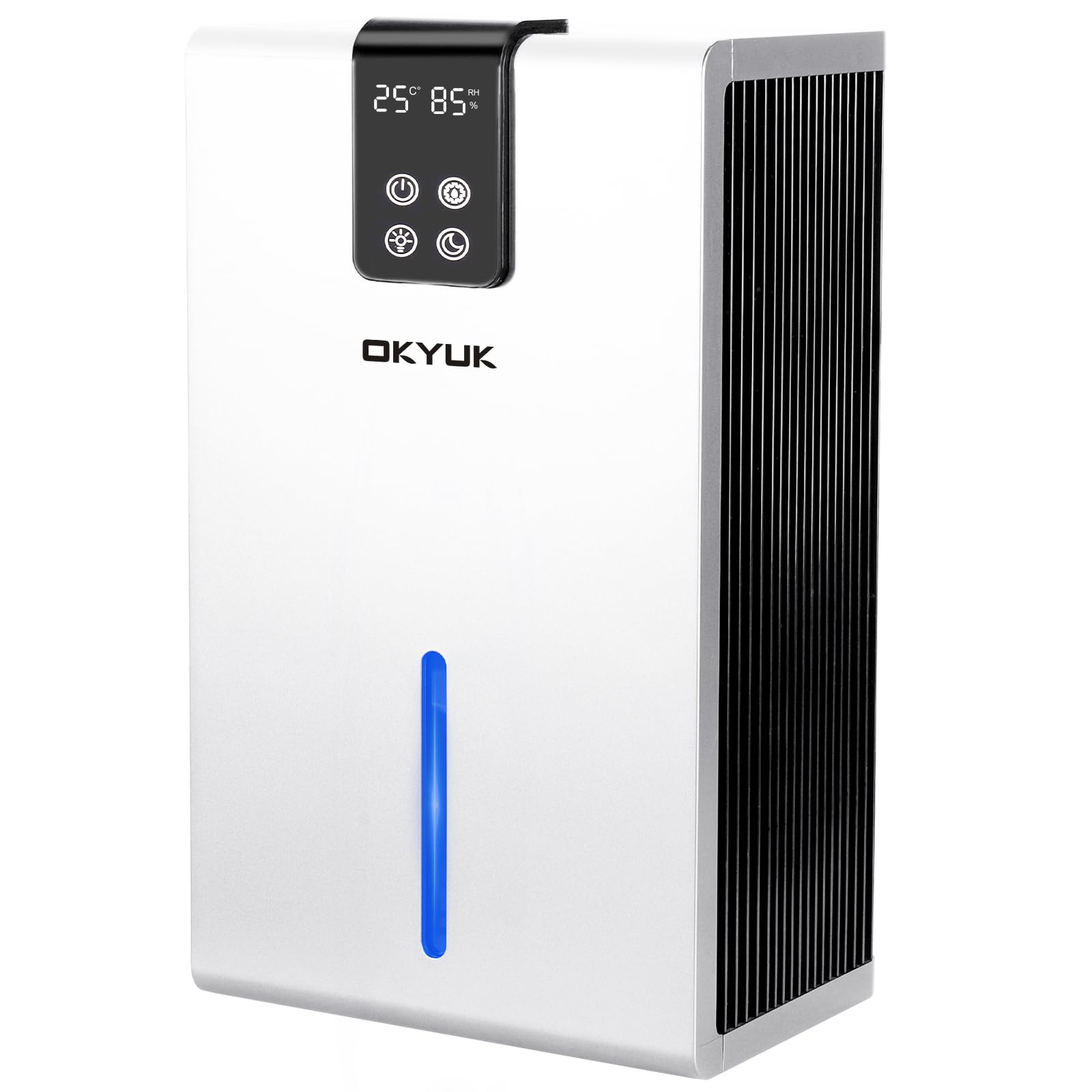 Deshumidificador eléctrico 2700 ml, deshumidificador para el hogar con apagado automático, luz LED de 7 colores, ideal para caravanas, baños, dormitorios, sótanos (blanco)