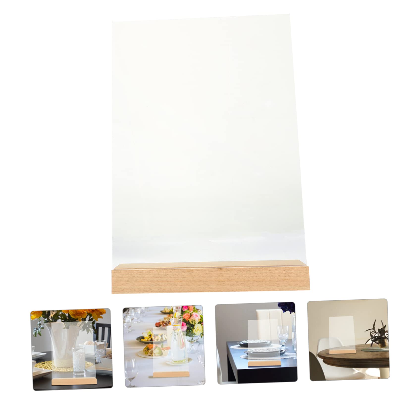 CHILDWEET 1 Set Acrylic Card Desktop Display Sign Stand Picture Holder Stand Note Display Stand Advertising Holder Advertisement Paper Stand Paper Display Holder Picture Stand Beech