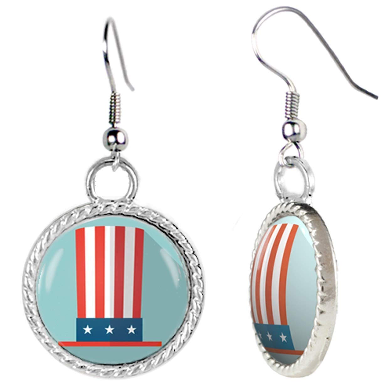 Uncle Sam Hat Illustration Vector Style Earrings