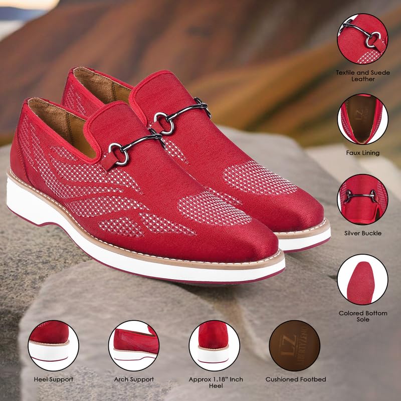 Image of LIBERTYZENO Mens Tuxedo Canvas Textile and Suede Leather Noble Loafers and Slip On Wedding Party Shoes for Easter Gift
