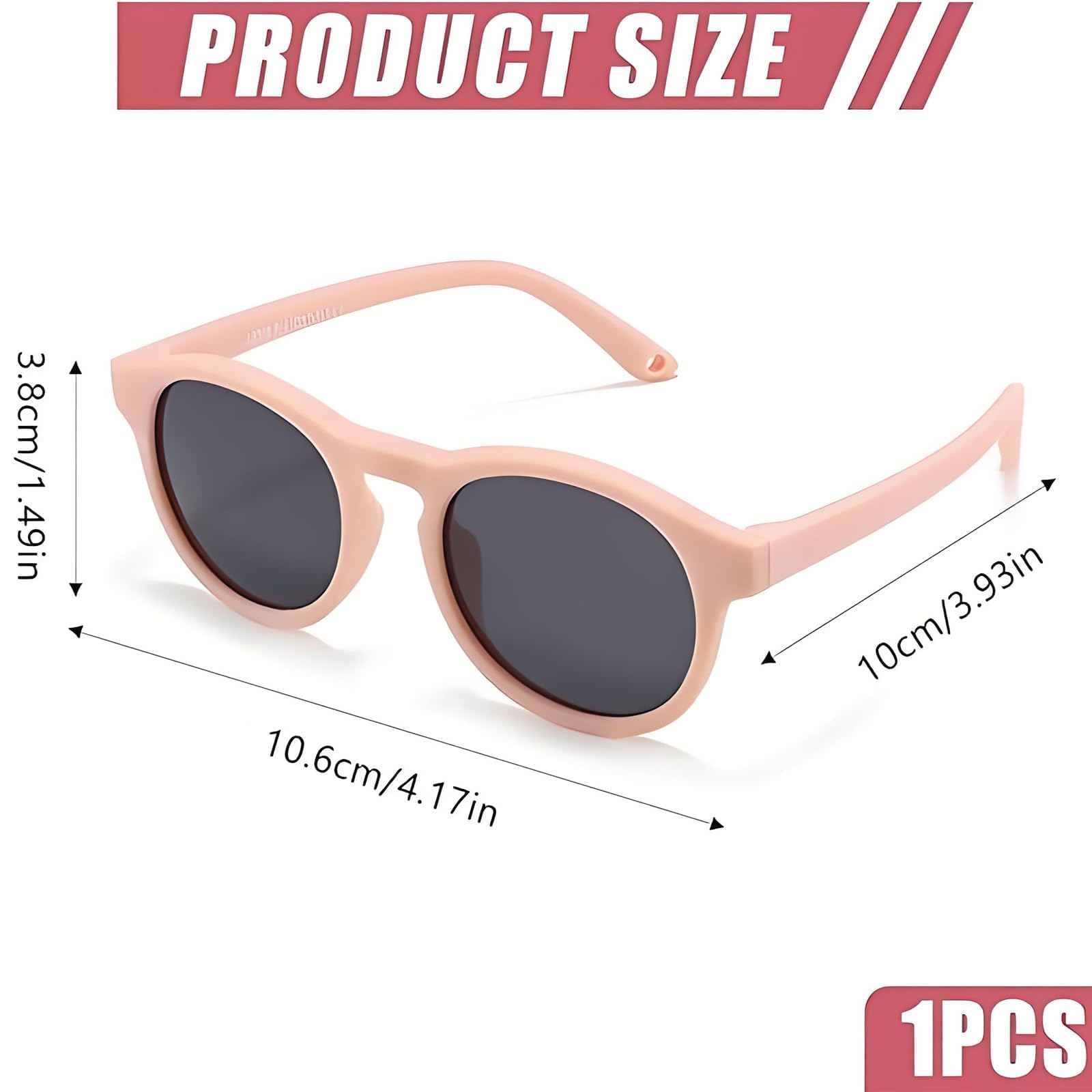 Baby Sonnenbrille Mädchen Sandrosa C22 - UV400 100% Schutz, Weicher Silikonrahmen & Klickverschluss-Band (6-36 Monate) - Leicht, Sturzsicher & Biegsam - Ideal für Kleinkinder & Babys