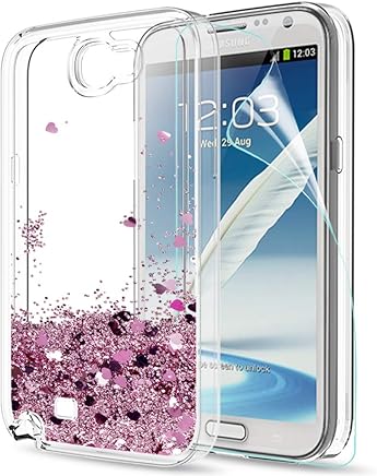 LeYi Compatible con Funda Samsung Galaxy Note 2 Silicona Purpurina Carcasa con HD Protectores de Pantalla,Transparente Cristal Bumper Telefono Gel TPU Fundas Case Cover Para Movil Note 2 ZX Oro Rosa LeYi Compatible con Funda Samsung Galaxy Note 2 Silicona Purpurina Carcasa con HD Protectores de Pantalla,Transparente Cristal Bumper Telefono Gel TPU Fundas Case Cover Para Movil Note 2 ZX Oro Rosa