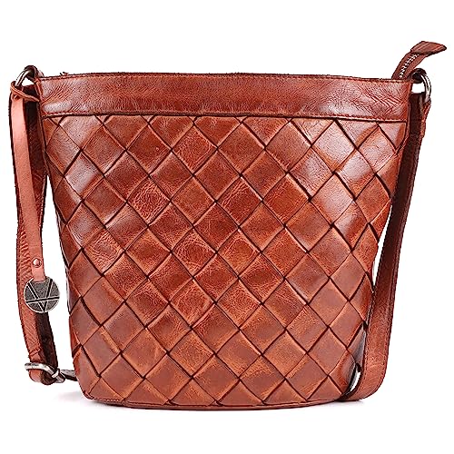 VILENCA HOLLAND Genuine Leather Crossbody Sling Bags for Women, Bags for Women Trendy Casual Office Bag with Adjustable Strap (VL-164-COGNAC)