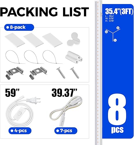 Miniatura 58 de Barrina Luces de cultivo para plantas de interior, espectro completo, 4 pies 160 W (8 x 20 W), tira de luz LED de cultivo para inicio de semillas