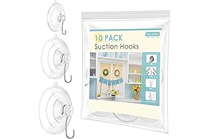 RELBRO Suction Cup Hooks, Clear Suction Cups for Windows with Metal Hooks